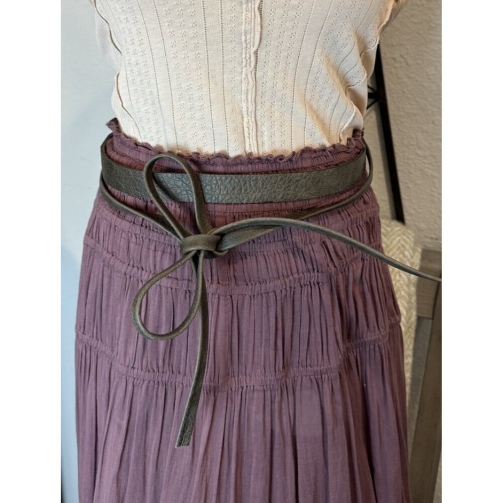 Womens ADA Skinny Wrap Belt CHOCA OLIVA Leather $69 NEW